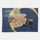 ヴィンテージの結婚式、かわいい新郎新婦の月 キッチンタオル (横)