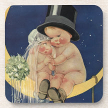 ヴィンテージの結婚式、かわいい新郎新婦の月