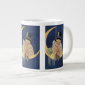 ヴィンテージの結婚式、かわいい新郎新婦の月 ジャンボコーヒーマグカップ (正面右)