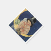 ヴィンテージの結婚式、かわいい新郎新婦の月 スタンダードカクテルナプキン (角)