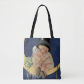 ヴィンテージの結婚式、かわいい新郎新婦の月 トートバッグ (正面)