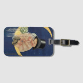 ヴィンテージの結婚式、かわいい新郎新婦の月 ラゲッジタグ (正面横)