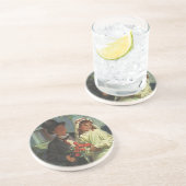 ヴィンテージの結婚式、子供たちが花嫁と花婿を装う コースター (側面)