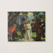 ヴィンテージの結婚式、子供たちが花嫁と花婿を装う ジグソーパズル (横)