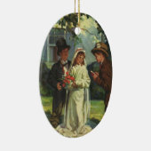 ヴィンテージの結婚式、子供たちが花嫁と花婿を装う セラミックオーナメント (右)