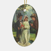 ヴィンテージの結婚式、子供たちが花嫁と花婿を装う セラミックオーナメント (左)