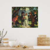 ヴィンテージの結婚式、子供たちが花嫁と花婿を装う ポスター (キッチン)