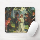 ヴィンテージの結婚式、子供たちが花嫁と花婿を装う マウスパッド (マウス)