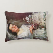 ヴィンテージの結婚式、花嫁がケーキ結婚を切り取る アクセントクッション