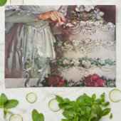 ヴィンテージの結婚式、花嫁がケーキ結婚を切り取る キッチンタオル (折り畳み)