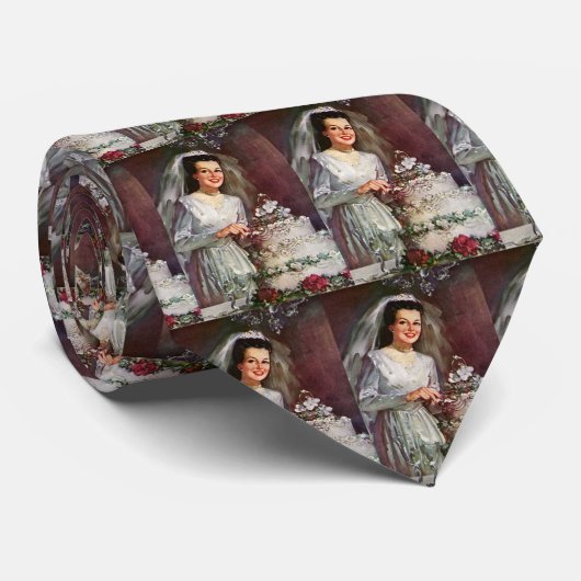 ヴィンテージの結婚式、花嫁がケーキ結婚を切り取る ネクタイ (ロール)