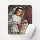 ヴィンテージの結婚式、花嫁がケーキ結婚を切り取る マウスパッド (マウス)