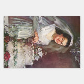 ヴィンテージの結婚式、花嫁がケーキ結婚を切り取る ラッピングペーパーシート (正面3)