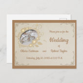 ヴィンテージの結婚指輪 インビテーションポストカード (正面/裏面)