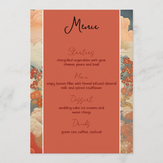 ヴィンテージの結婚日本美術メニュー メニュー (正面)