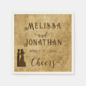 ヴィンテージの結婚素朴な茶色のボンの食欲 スタンダードカクテルナプキン (正面)