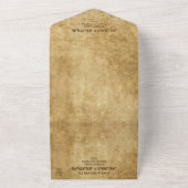 ヴィンテージの結婚素朴な茶色の新郎新婦 オールインワン招待状 (外側)