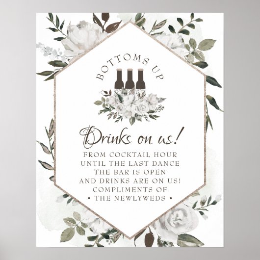 ヴィンテージの結婚Cherishフローラの開いたバー表の標識 ポスター (正面)