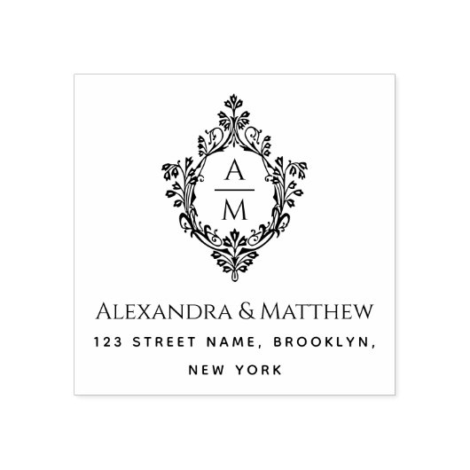 ヴィンテージの結婚Crestのモノグラム名アドレス ラバースタンプ (インプリント)