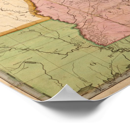 ヴィンテージの統一された州路線地図(1804) ポスター (角)