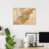 ヴィンテージの統一された州路線地図(1804) ポスター (ホームオフィス)