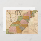 ヴィンテージの統一された州路線地図(1804) ポストカード (正面/裏面)