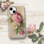 ヴィンテージの絵を描手白とピンクのバラ iPhone 8 PLUS/7 PLUSケース<br><div class="desc">柔らかい中立の背景に咲く美しいヴィンテージバラ。</div>