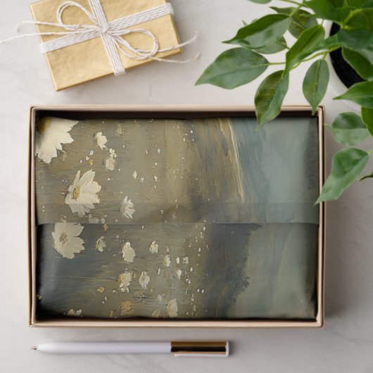 ヴィンテージの絵を描白い花の切り離し 薄葉紙 (ギフト)