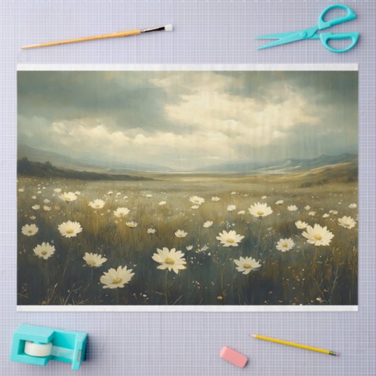 ヴィンテージの絵を描白い花の切り離し 薄葉紙 (クラフト)