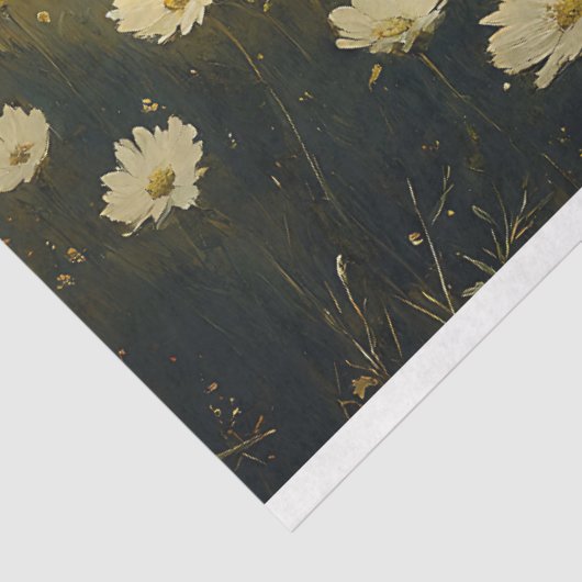 ヴィンテージの絵を描白い花の切り離し 薄葉紙 (詳細)