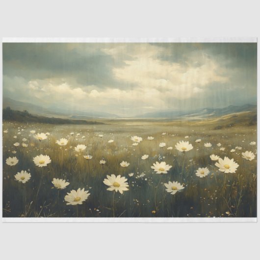 ヴィンテージの絵を描白い花の切り離し 薄葉紙 (正面)