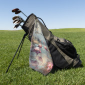 ヴィンテージの絵画フラミンゴのカスタマイズ ゴルフタオル (グリーン)