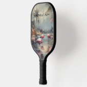 ヴィンテージの絵画フラミンゴのカスタマイズ ピックルボールラケット (左)