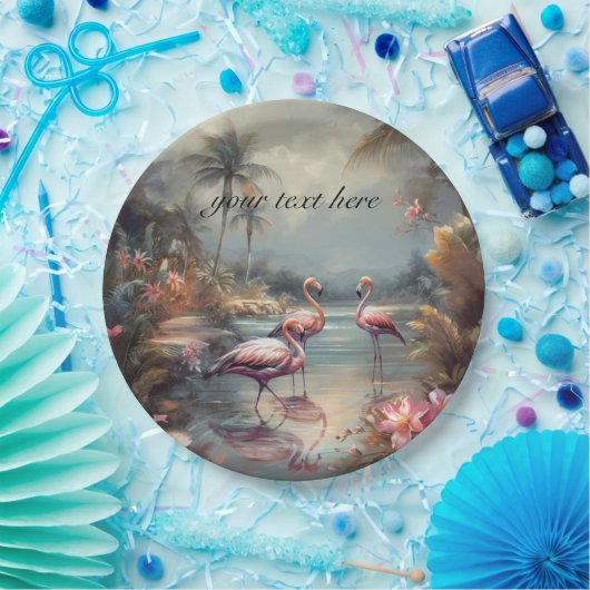 ヴィンテージの絵画フラミンゴのカスタマイズ ペーパープレート (パーティー)