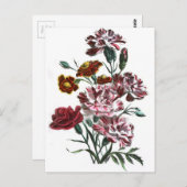 ヴィンテージの絵画：フラミッシュのピンクの花 ポストカード (正面/裏面)