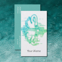 ヴィンテージの絵 -  スワンの反射 - 緑