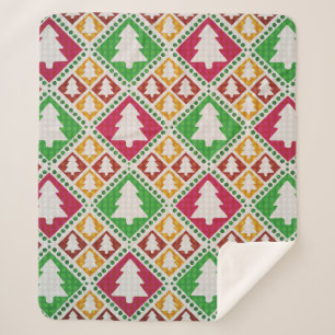 ヴィンテージの継ぎ目のないクリスマスツリー シェルパブランケット