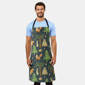 ヴィンテージの継ぎ目のないパターンに熊のかわいいイメージが描かれています。 エプロン (着用した状態)