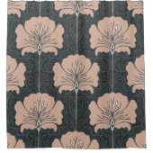 ヴィンテージの継ぎ目のないピンクの花模様。アート番号 シャワーカーテン (正面)