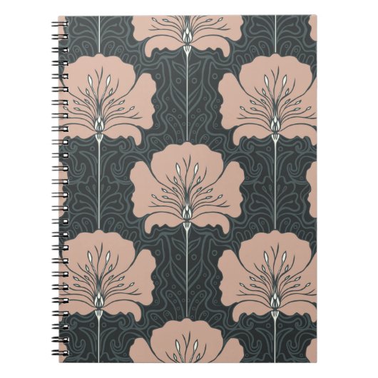 ヴィンテージの継ぎ目のないピンクの花模様。アート番号 ノートブック (正面)