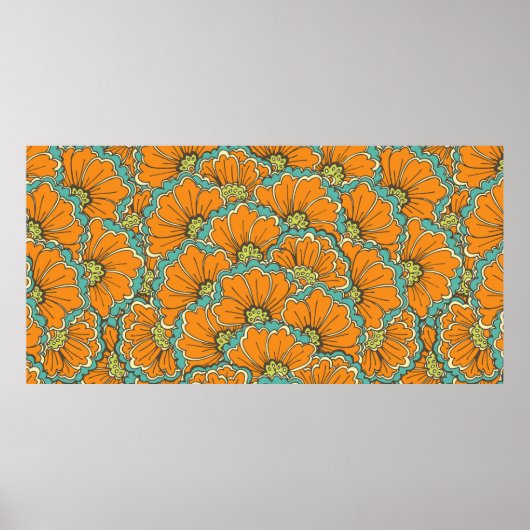 ヴィンテージの継ぎ目のない東パターン ポスター (正面)