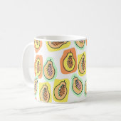 ヴィンテージの継ぎ目のない柄の手描きパパイヤの実。 コーヒーマグカップ (正面左)