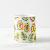 ヴィンテージの継ぎ目のない柄の手描きパパイヤの実。 コーヒーマグカップ (中央)