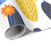 ヴィンテージの継ぎ目のない模様で、黒とカクテンの上にサボテンが付いている  ラッピングペーパー (ロールコーナー)