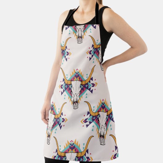 ヴィンテージの継ぎ目のない模様とブルスカルan エプロン (インサイチュ)