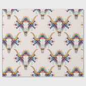 ヴィンテージの継ぎ目のない模様とブルスカルan ラッピングペーパー (フラット)