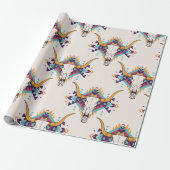 ヴィンテージの継ぎ目のない模様とブルスカルan ラッピングペーパー (アンロールド)