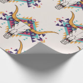 ヴィンテージの継ぎ目のない模様とブルスカルan ラッピングペーパー (角)