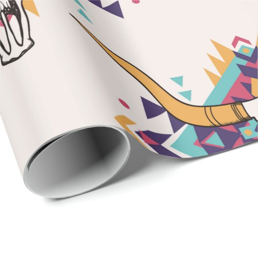 ヴィンテージの継ぎ目のない模様とブルスカルan ラッピングペーパー (ロールコーナー)