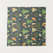 ヴィンテージの継ぎ目のない模様にクマの可愛らしい画像が タペストリー (正面(横))